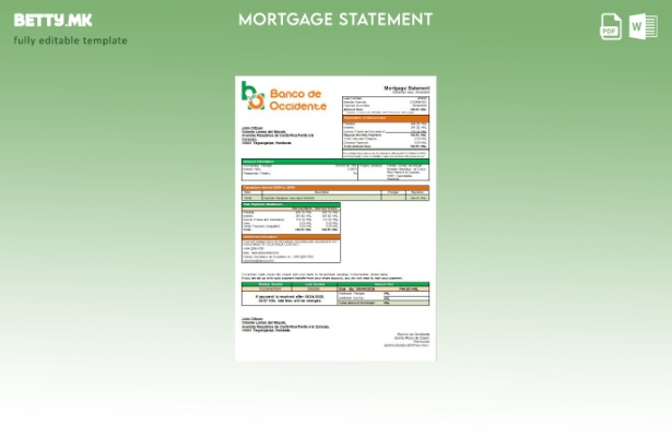 модерен стил Шаблон за извод за хипотека на банката Банко де Оксиденте во Хондур